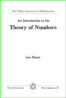An Introduction to the Theory of Numbers, by Leo Moser